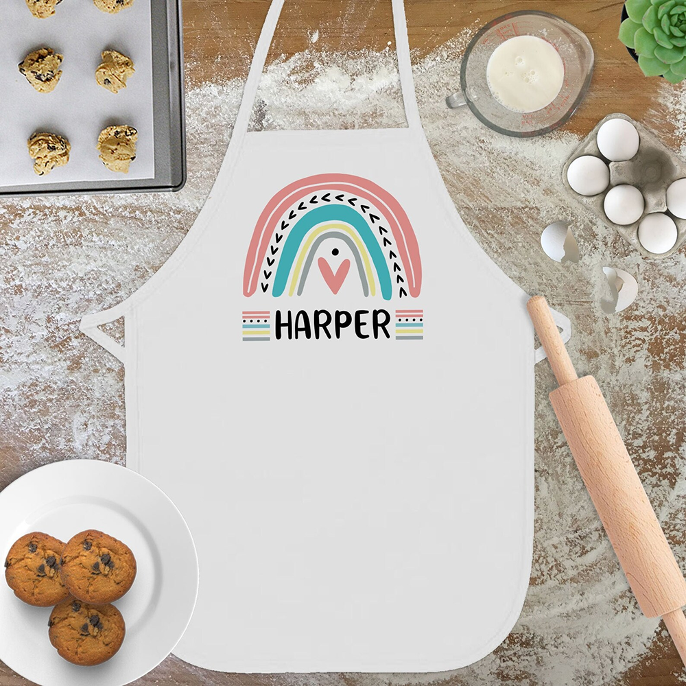 Baking Kitchen Kids - Personalized Rainbow Apron for Toddler Girls