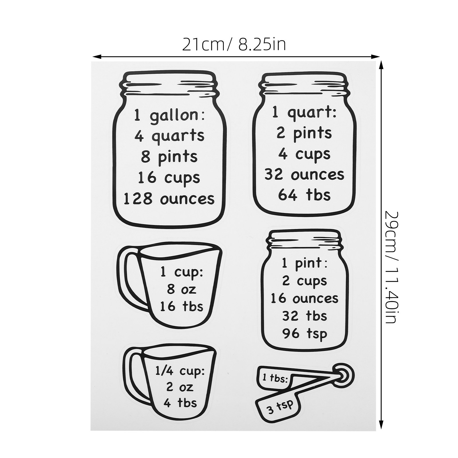 2Pcs Kitchen Measurement Conve - Kitchen Baking Conversion Chart recensie en prijs