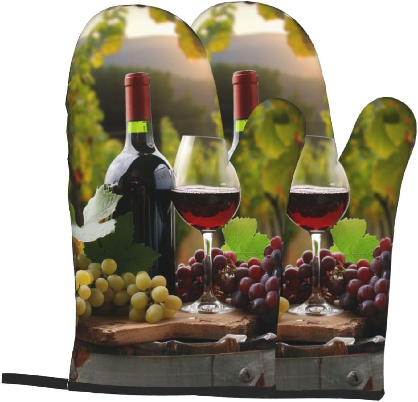 Red Wine Printed Oven Mitts 2p - Kitchen Baking Ideas recensie en prijs