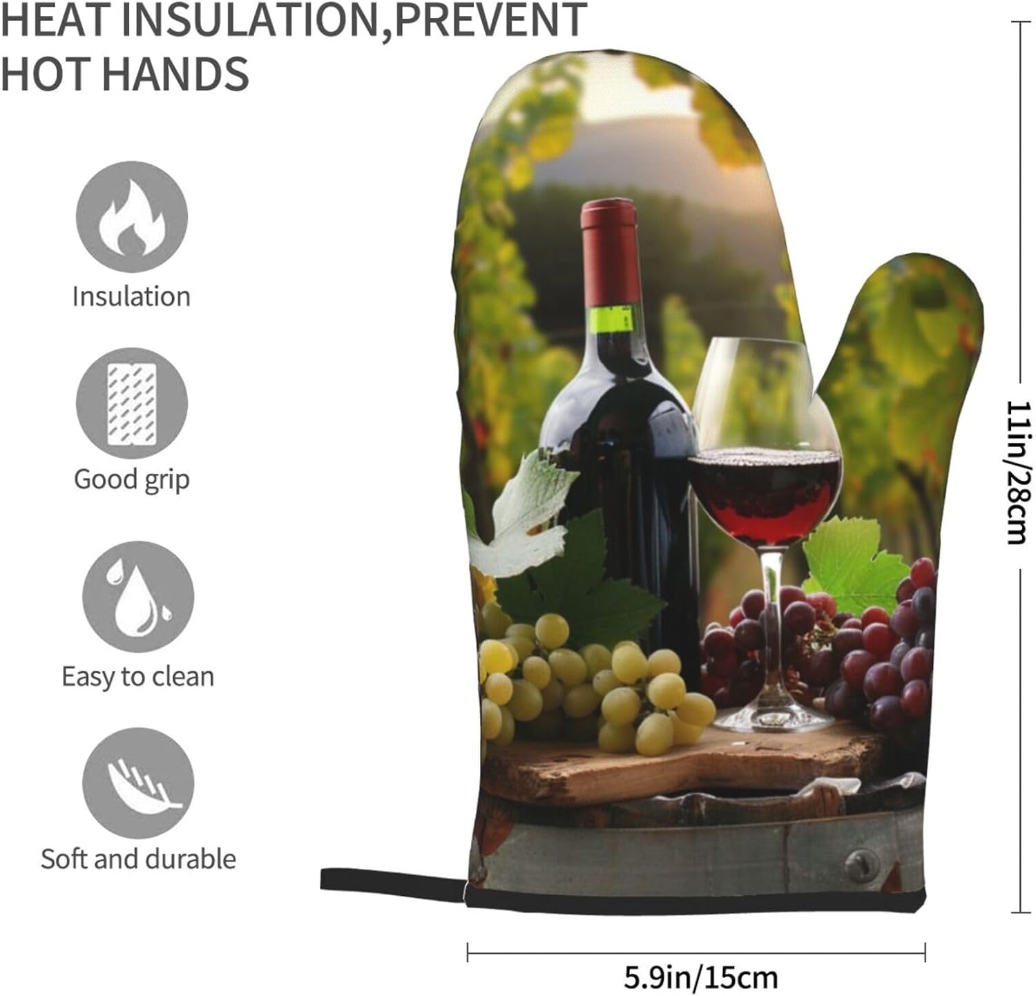 Red Wine Printed Oven Mitts 2p - Kitchen Baking Ideas recensie en prijs