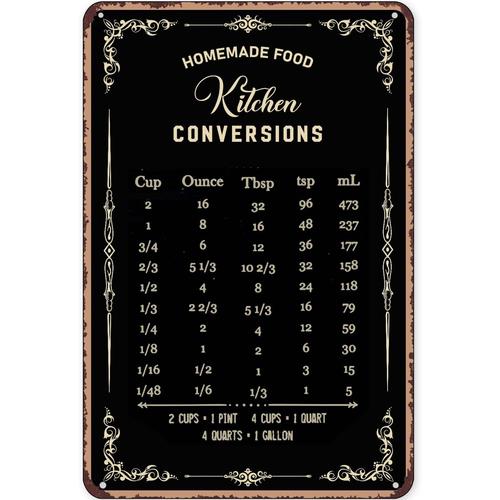 Rustic Tin Sign Decor Baking S - Kitchen Baking Conversion Chart recensie en prijs