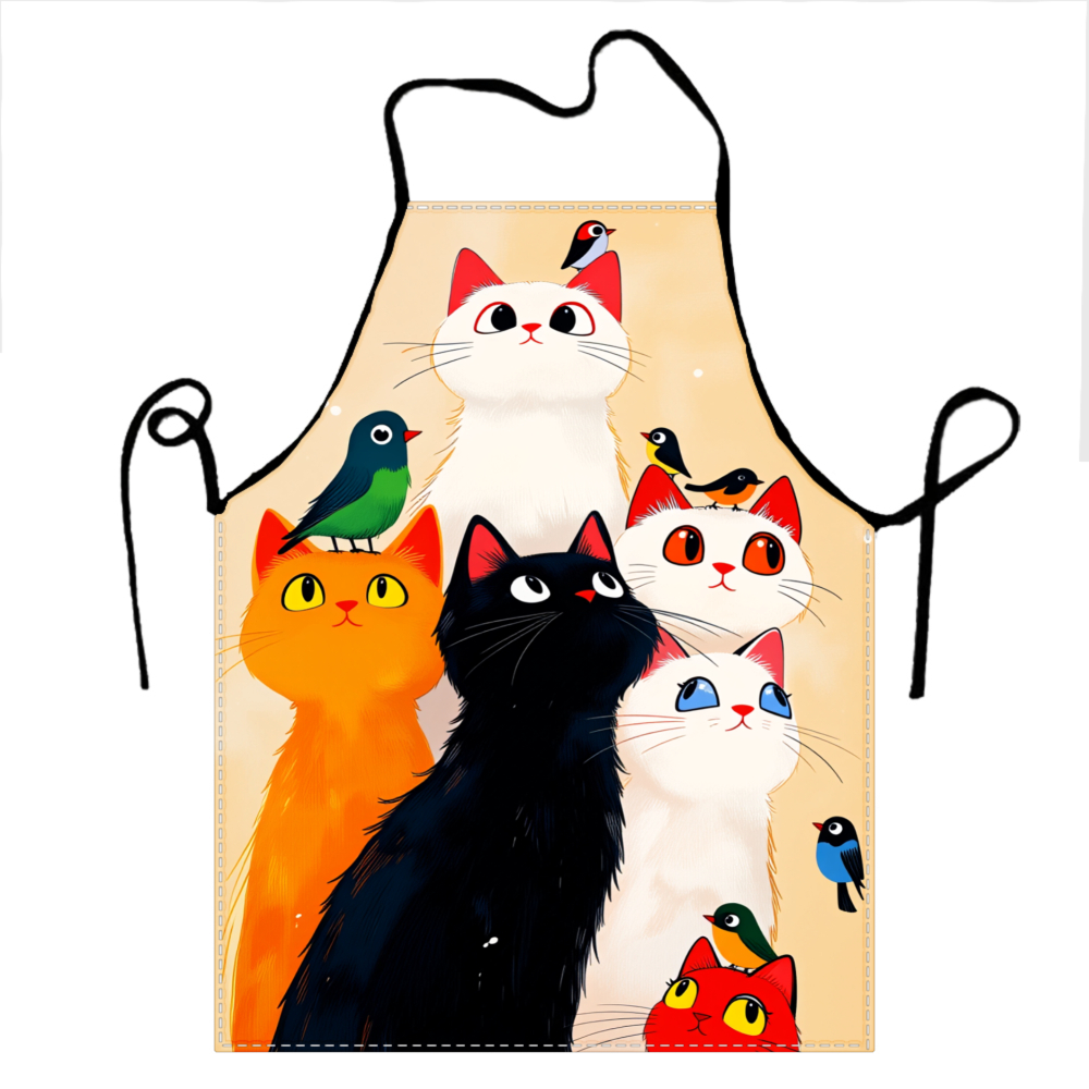 Cute Cats And Birds Apron For  - Kitchen Baking Ideas recensie en prijs