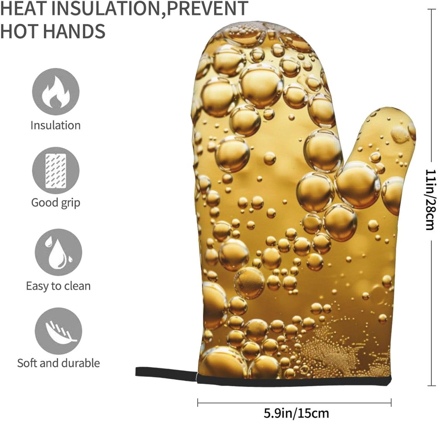 Beer Bubble Printed Oven Mitts - Kitchen Baking Ideas recensie en prijs