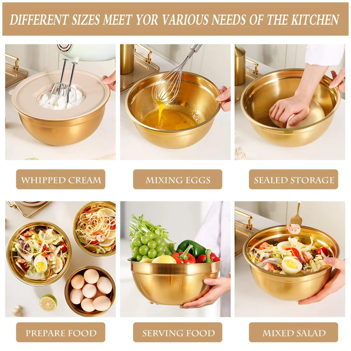 10-piece gold stainless steel  - Kitchen Baking Bowls recensie en prijs