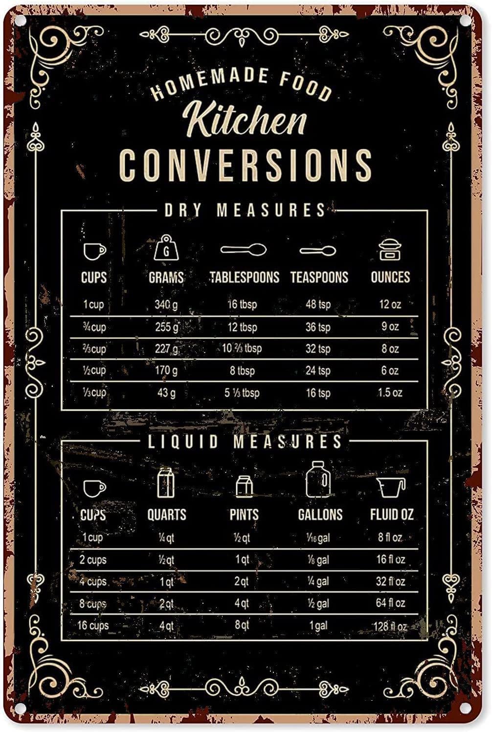 Rustic Tin Decor Baking Signs  - Kitchen Baking Conversion Chart recensie en prijs