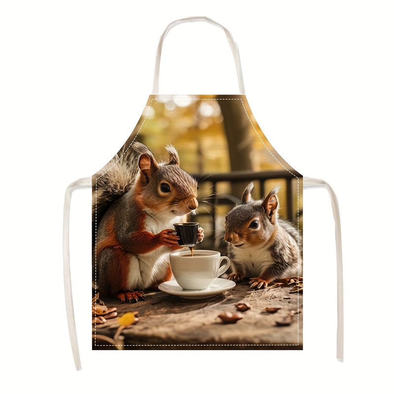 Linen Apron Squirrel Coffee Sc - Kitchen Baking Ideas recensie en prijs