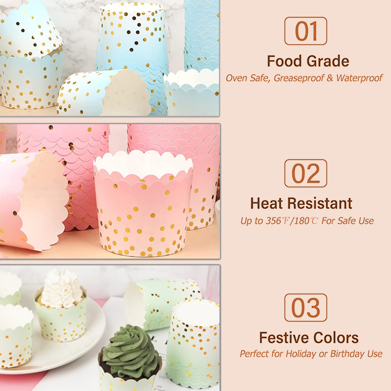 50Pcs Gold Dots Paper Baking C - Kitchen Baking Oven recensie en prijs