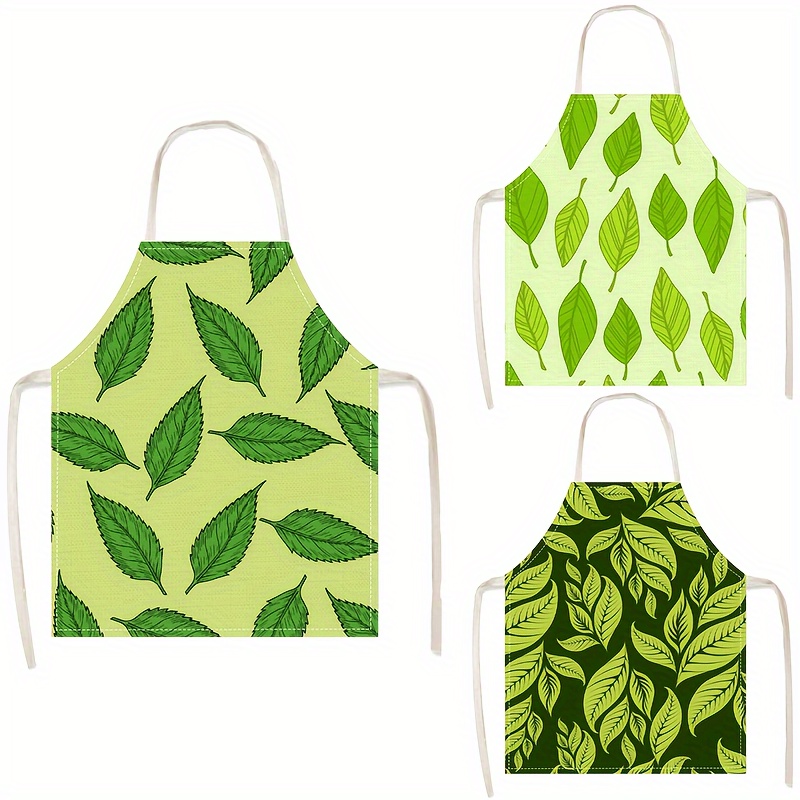 1pc Linen Apron Green Leaf Pat - Kitchen Baking Ideas recensie en prijs
