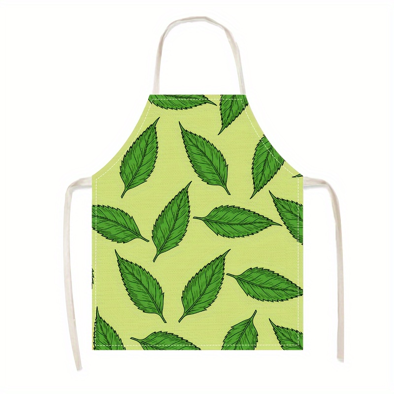 1pc Linen Apron Green Leaf Pat - Kitchen Baking Ideas recensie en prijs