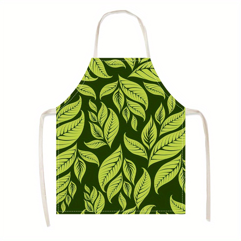 1pc Linen Apron Green Leaf Pat - Kitchen Baking Ideas recensie en prijs
