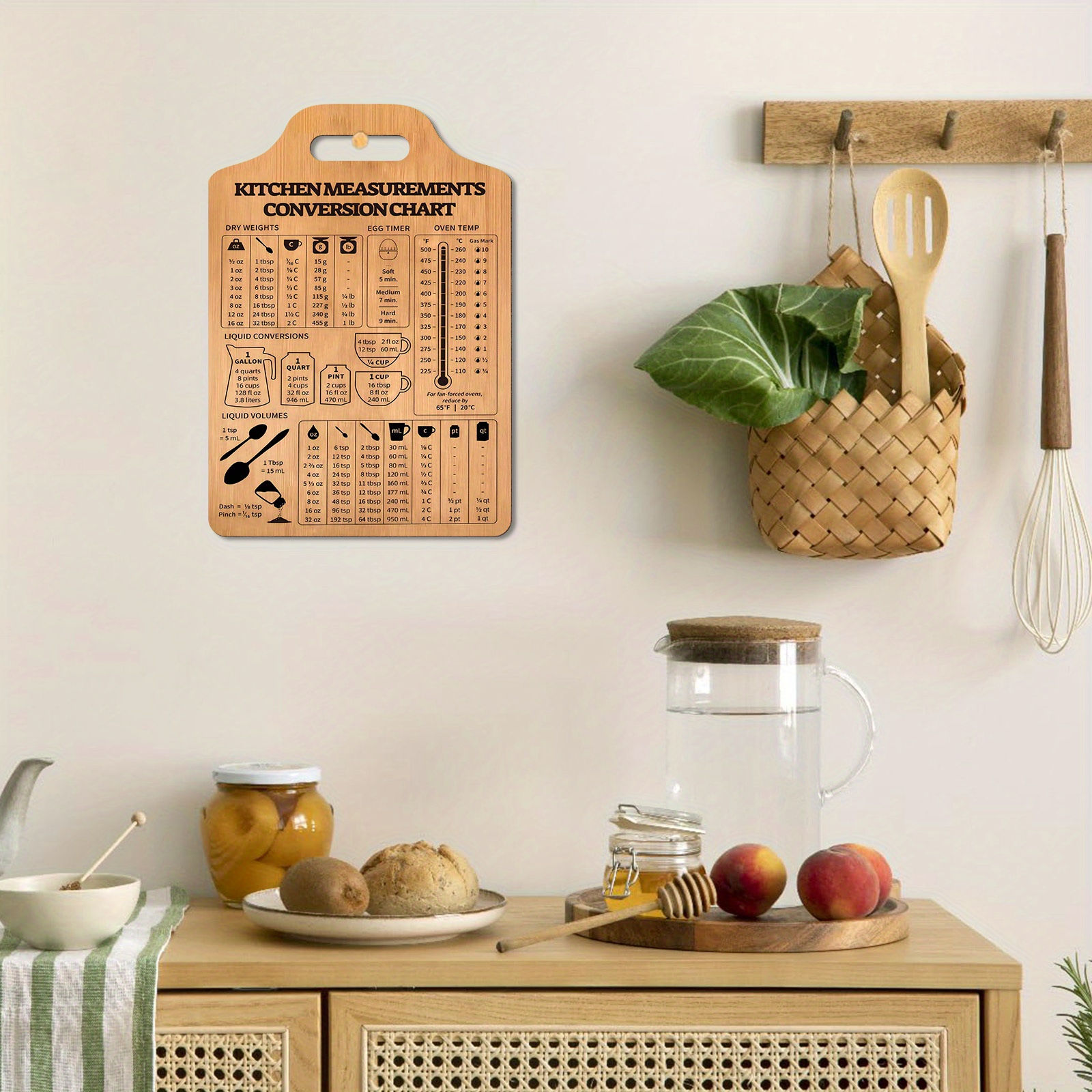 2D Flat Country-Style Wooden K - Kitchen Baking Conversion Chart recensie en prijs
