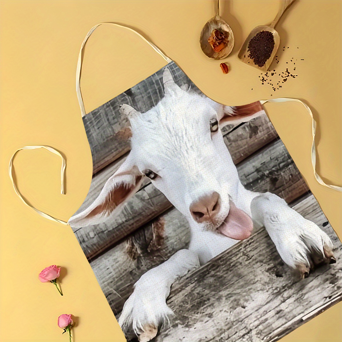 Linen Apron Funny Goat Print K - Kitchen Baking Ideas recensie en prijs