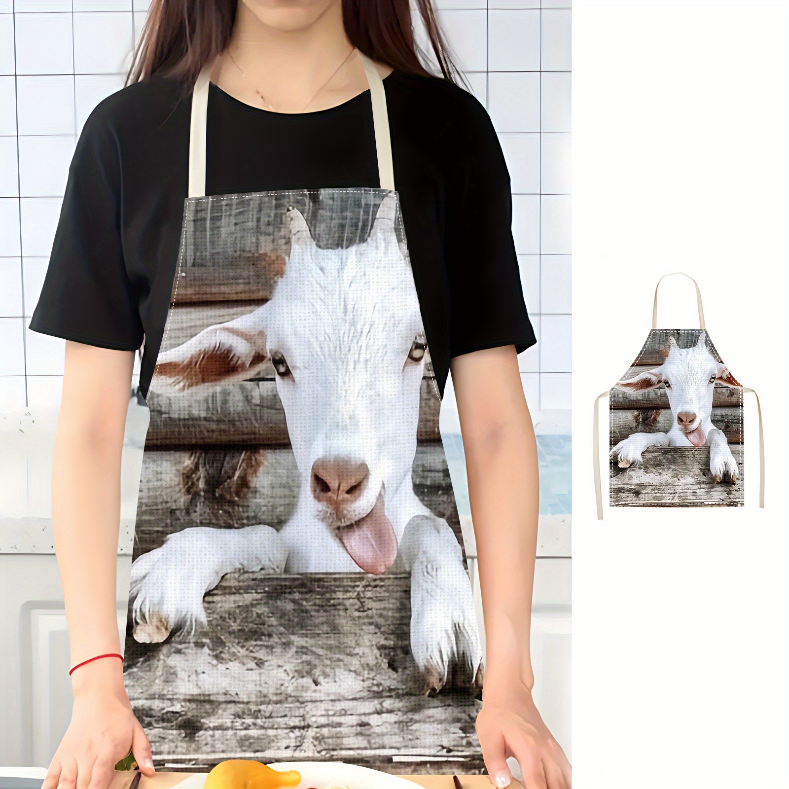 Linen Apron Funny Goat Print K - Kitchen Baking Ideas recensie en prijs