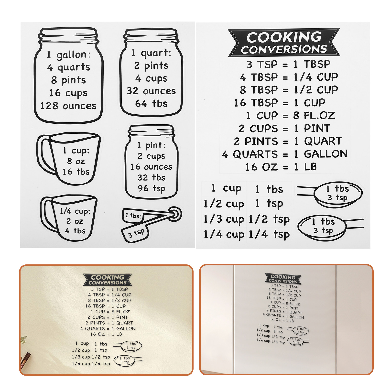 2Pcs Kitchen Measurement Conve - Kitchen Baking Conversion Chart recensie en prijs